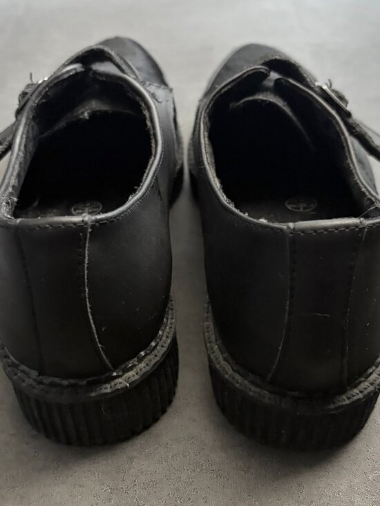 TUK Black Leather & Cowhair 2-Buckle Pointed Creeper - US: Men 11 / Women 13 main image 6